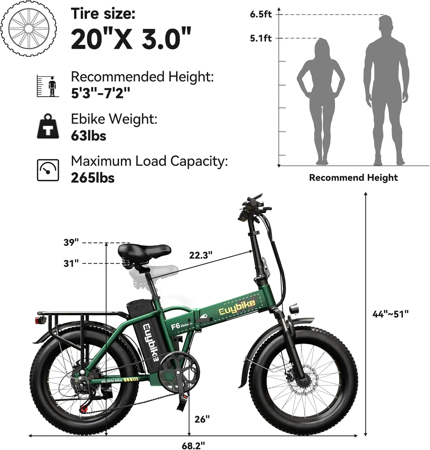 1000W Folding Electric Bike,48V 20AH Removable Battery E Bike,30 MPH,80 Miles Max Range Electric Bike for Adults,20" Fat Tire Foldable ebike,Adult Electric Bicycle for Commute Beach Snow