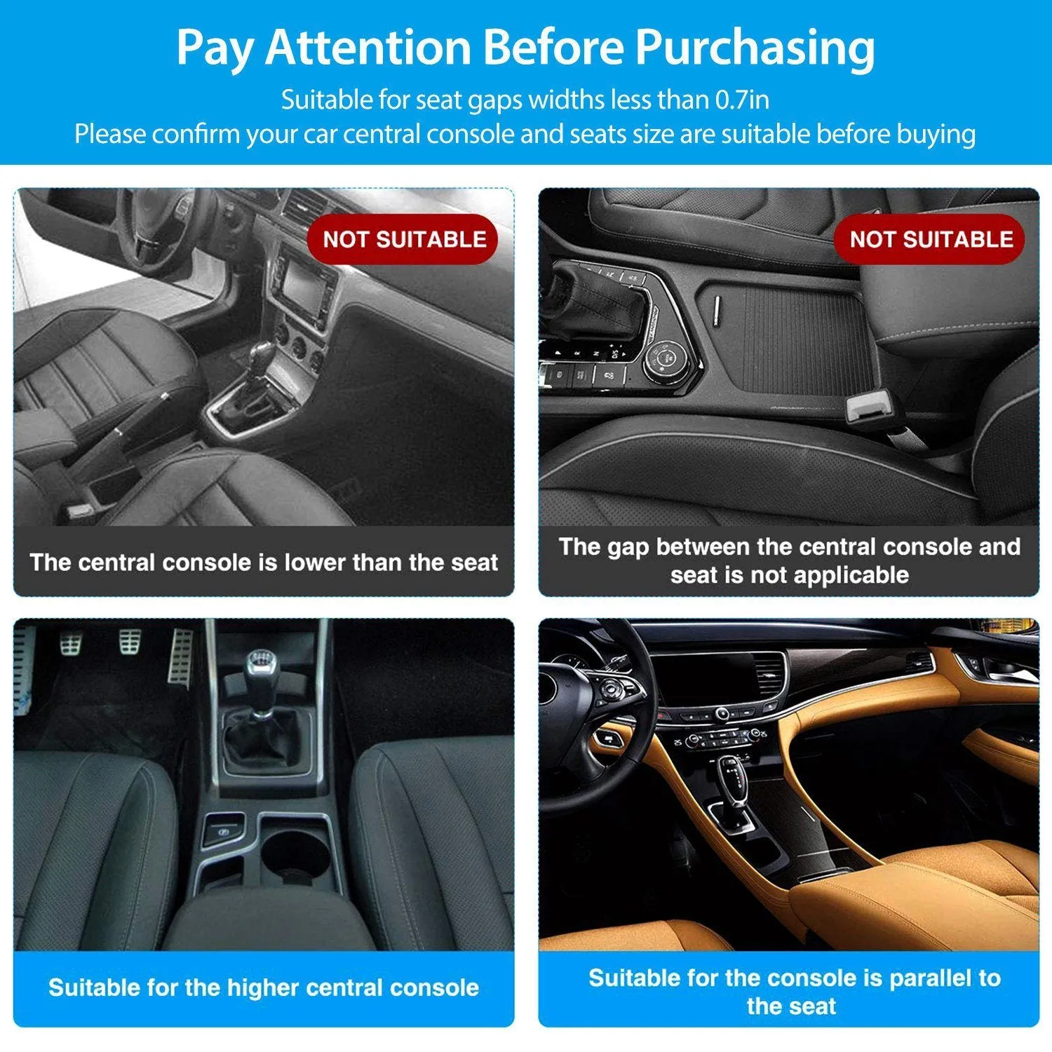 2-Pieces: Car Console Side Organizer