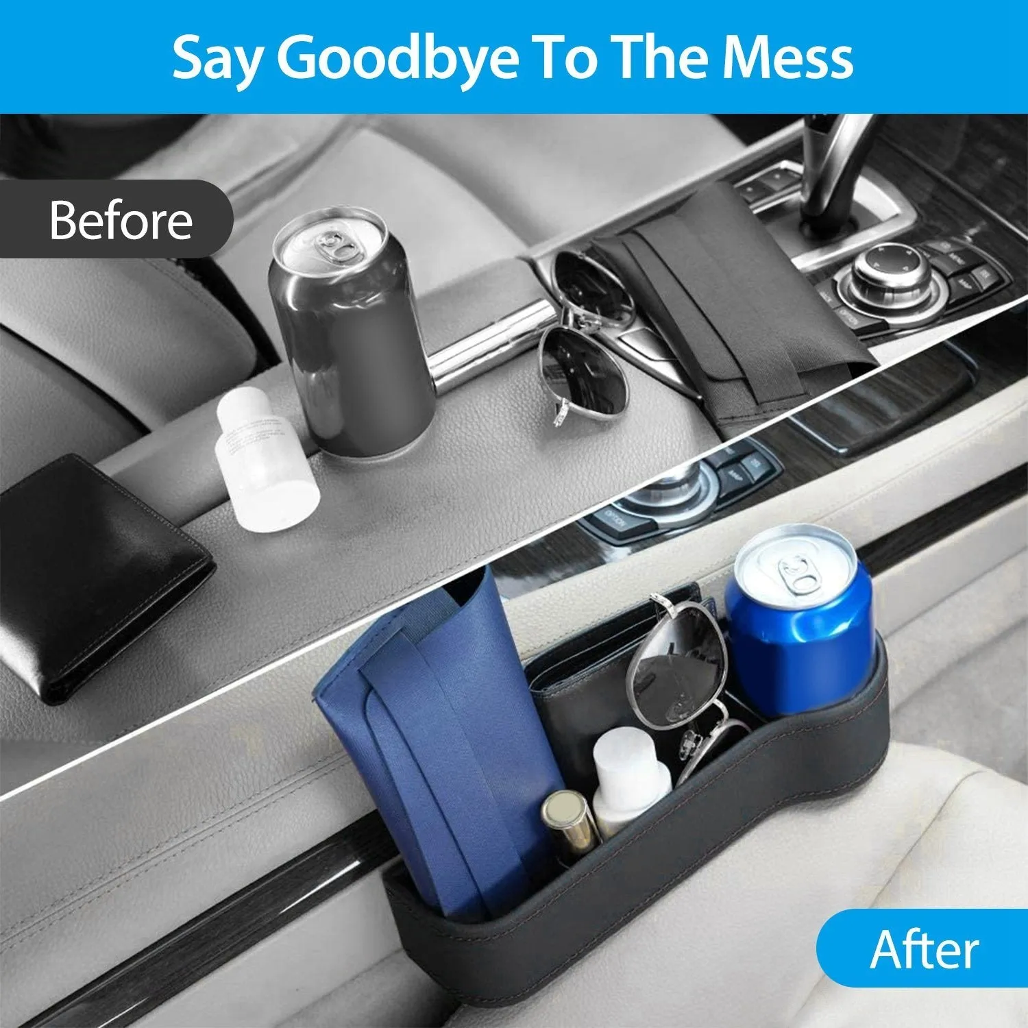 2-Pieces: Car Console Side Organizer