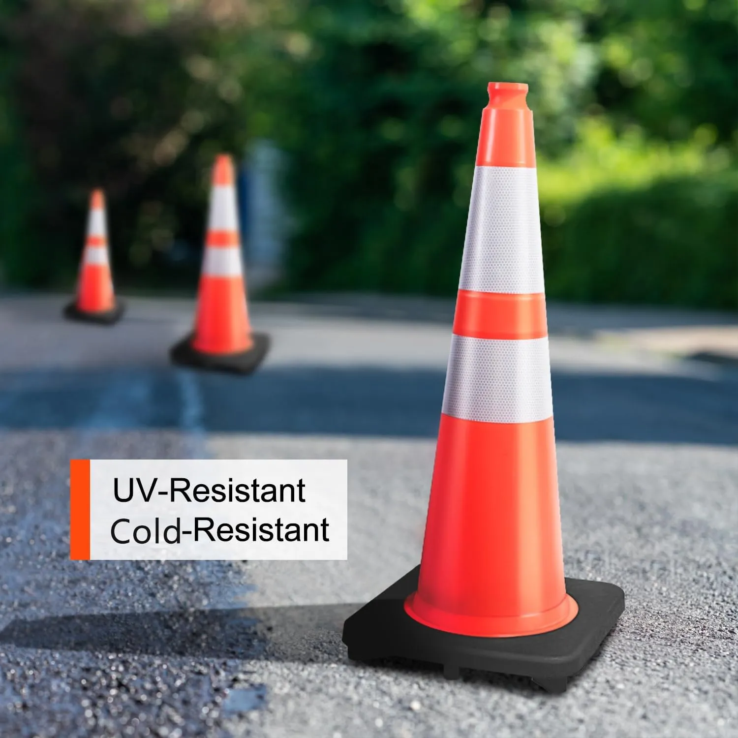 (8 Pack) BESEA 28 inch Traffic Safety Cones Orange Road Parking Cones Heavy Duty Construction Cone Structurally Stable for Traffic Control at Public Place