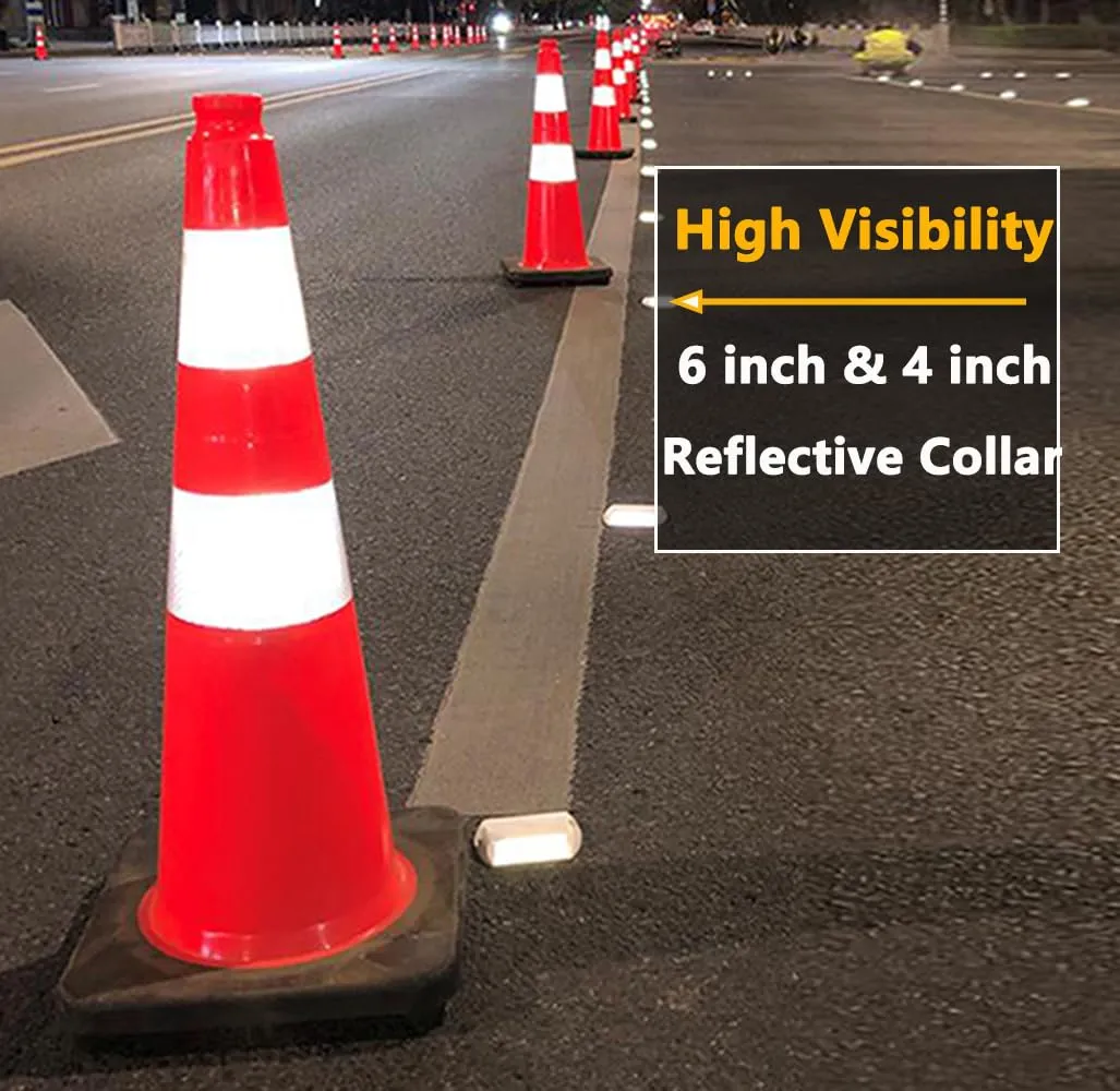 (8 Pack) BESEA 28 inch Traffic Safety Cones Orange Road Parking Cones Heavy Duty Construction Cone Structurally Stable for Traffic Control at Public Place