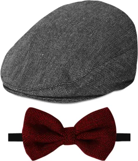 A&J DESIGN Baby Boy Driver Cap, Toddler 2pcs Newsboy Cap & Bow Tie 3 Months - 8 Years
