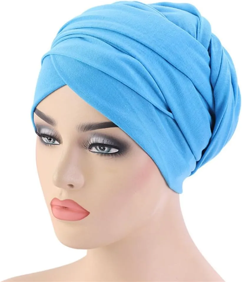 African Turban Head wraps for Women - Pre tied Soft Long Headscarf Shawl Hair Chemo Headwear Grate For Daily Use