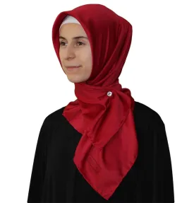 Aker Satin Square Hijab Scarf 4072 Red