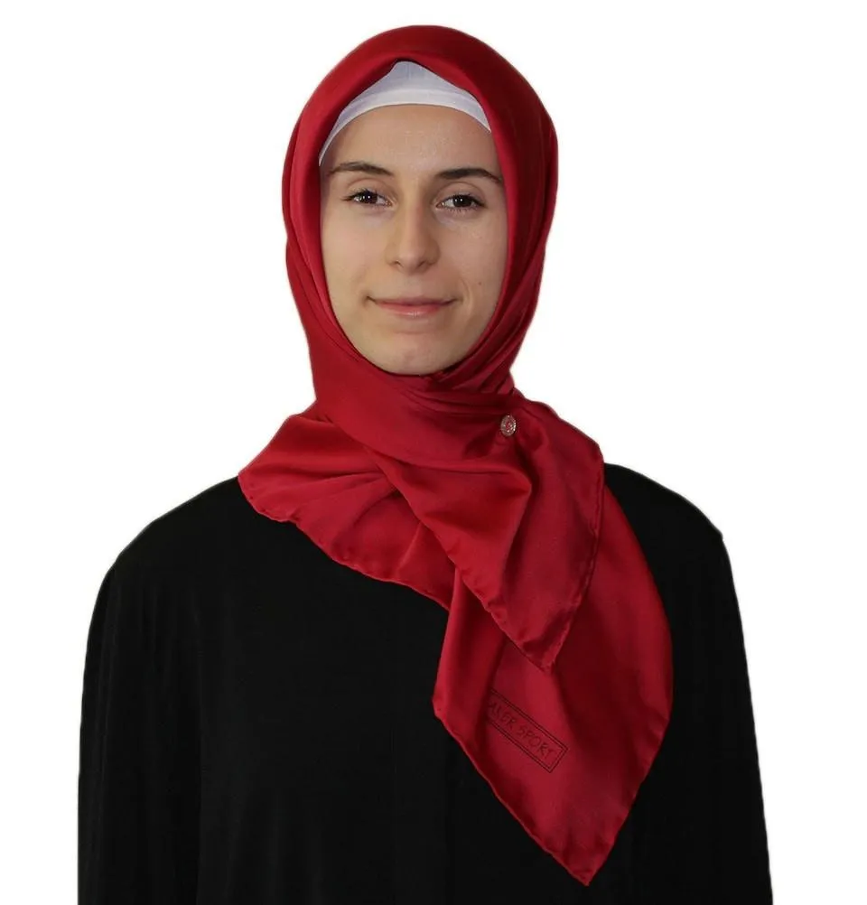 Aker Satin Square Hijab Scarf 4072 Red