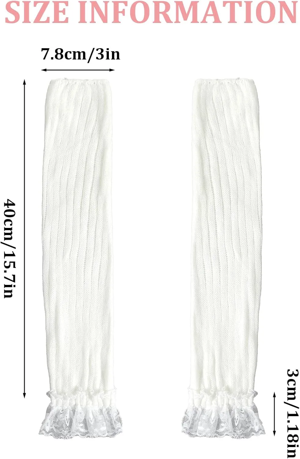 Arm Warmers for Long Sleeve Fingerless, Y2K Cool Girls Arm Covers, White Cute Harajuku Knitted Lace Arm Sleeve