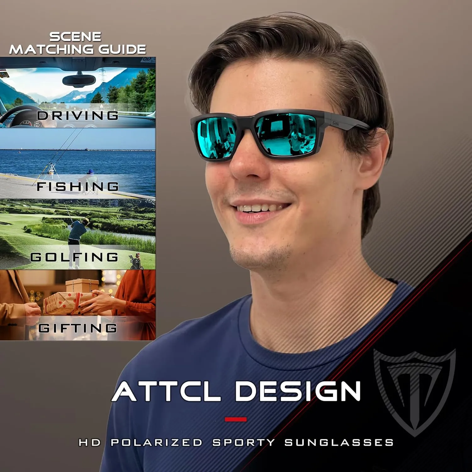 ATTCL Men's Polarized Sport Sunglasses with UV400 Protection for Driving, Fishing, and Outdoor Activities