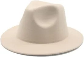 Autumn And Winter Wool Felt Big Brim Hat Men And Women Woolen Chain Hat Classic Retro Jazz Hat 1Pcs