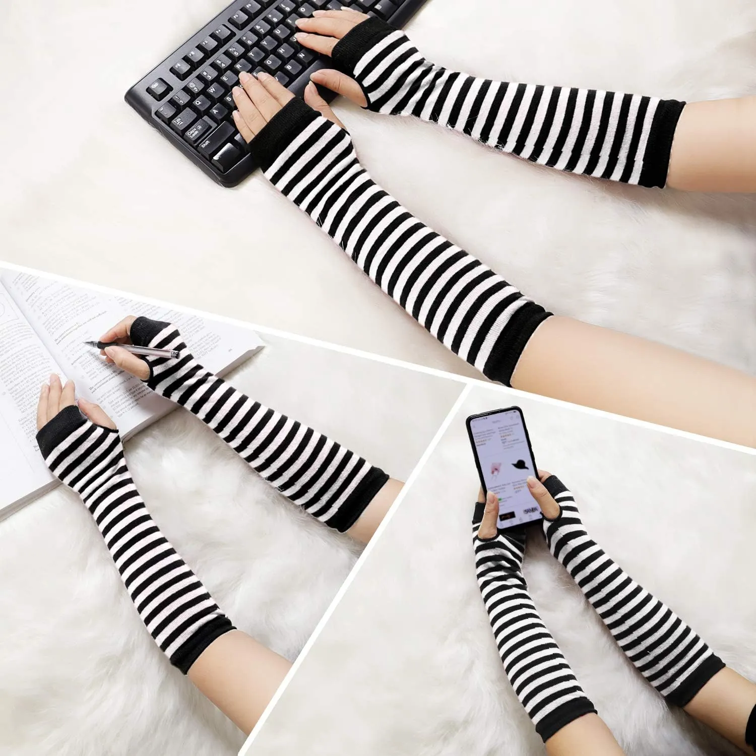 Bienvenu Punk Gothic Rock Long Arm Warmer Fingerless Gloves