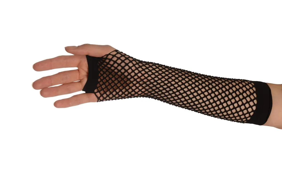 Black Fishnet Fingerless Party Gloves
