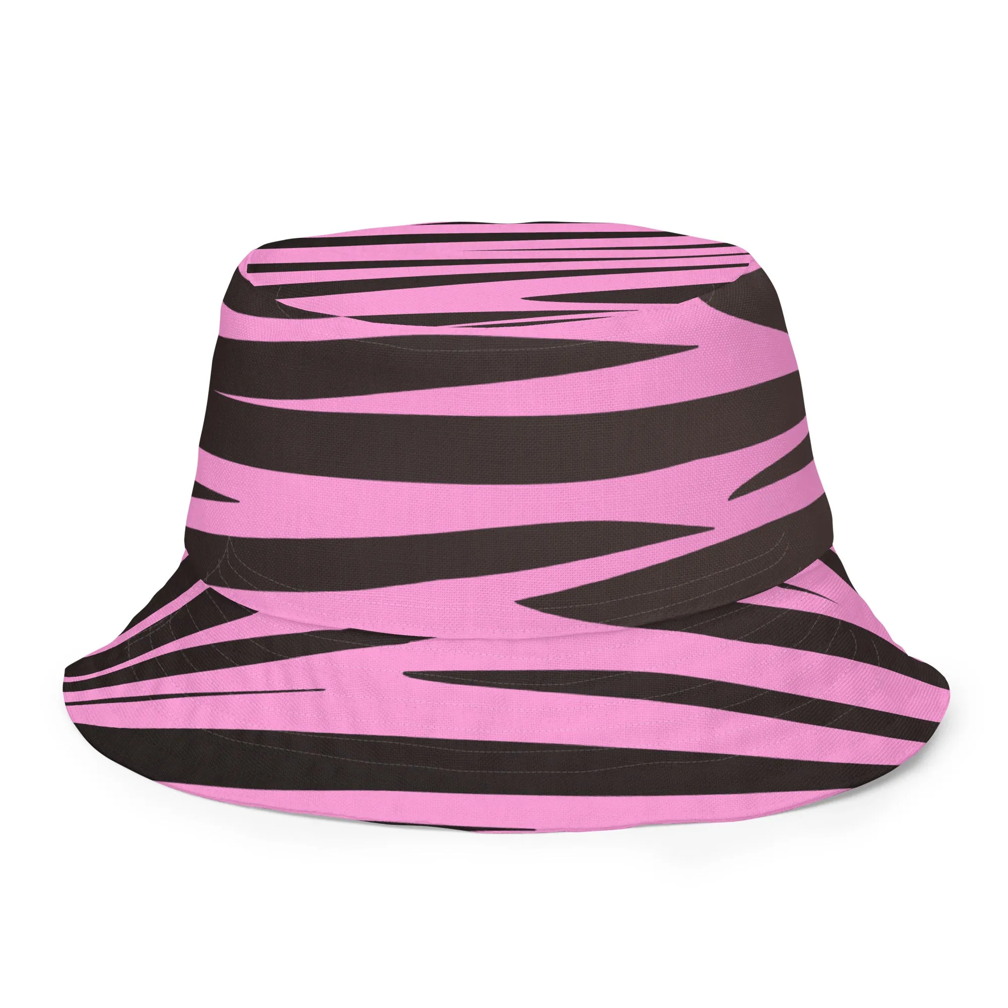 Blushing Stripes Pink Zebra Bucket Hat, lioness-love