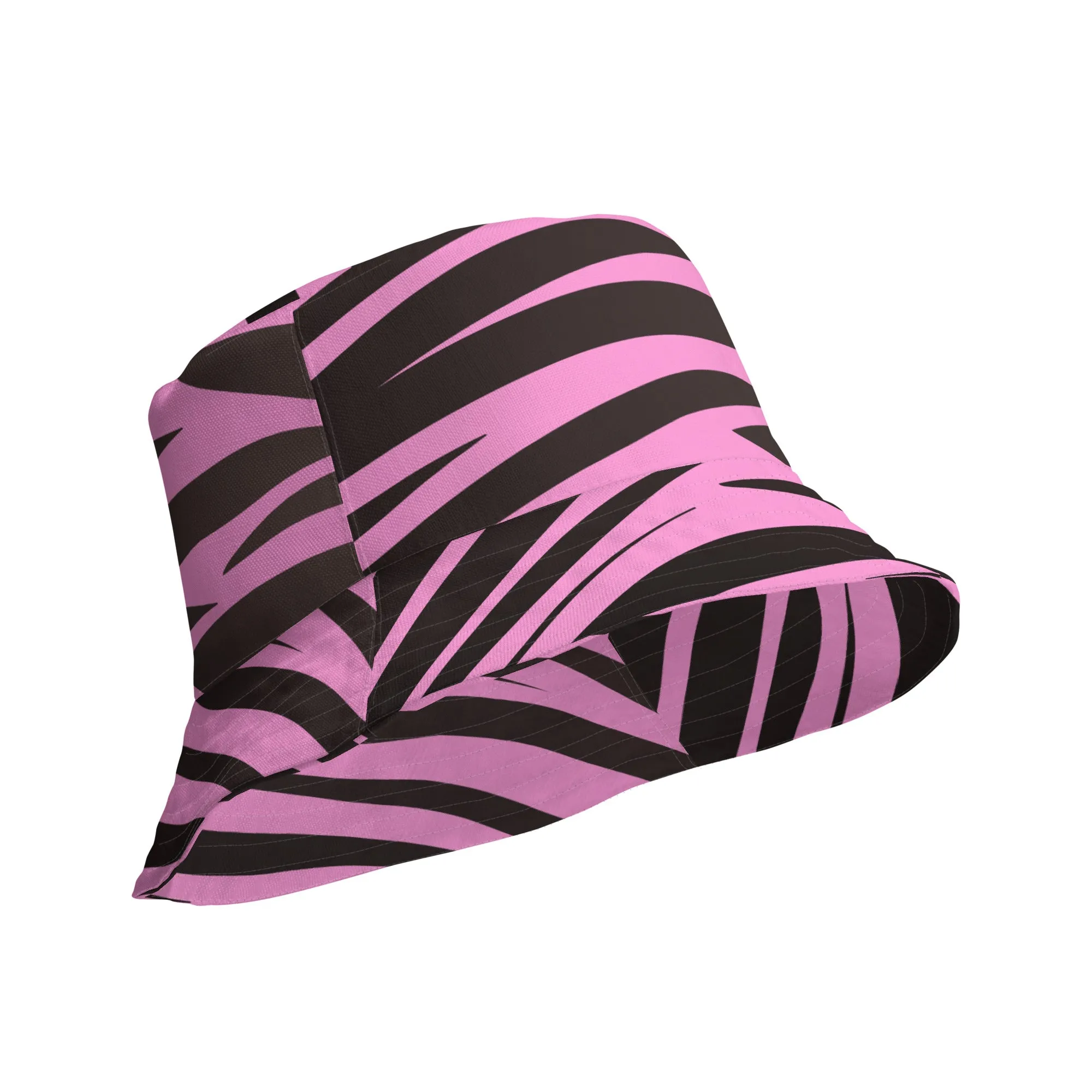 Blushing Stripes Pink Zebra Bucket Hat, lioness-love