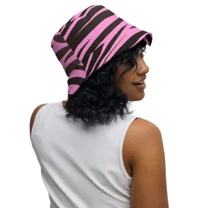 Blushing Stripes Pink Zebra Bucket Hat, lioness-love