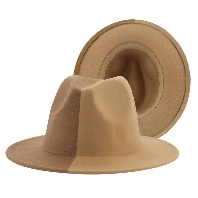 Brown & Tan Patch Work Fedora Hat