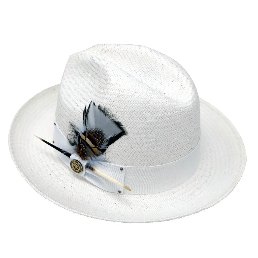 Bruno Capelo Santiago Shantung Pinch Front Straw Fedora