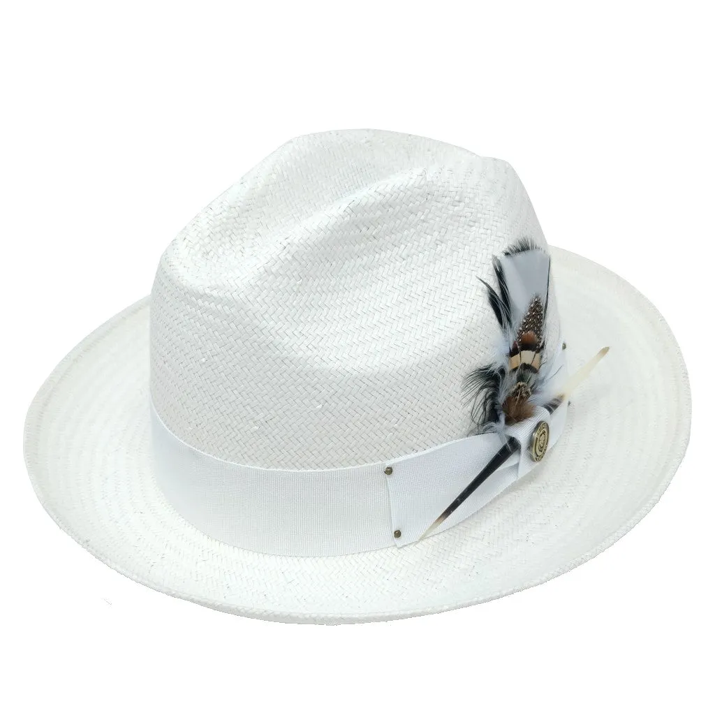 Bruno Capelo Santiago Shantung Pinch Front Straw Fedora