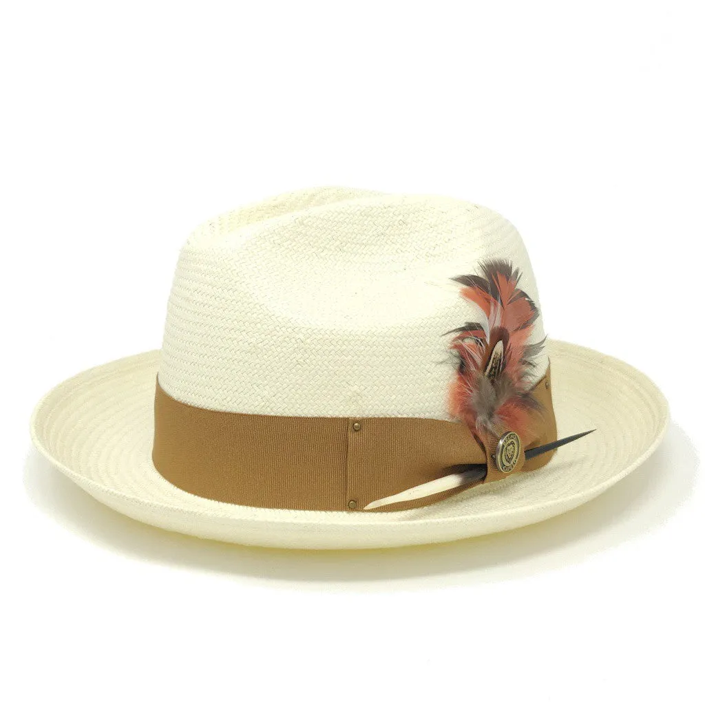 Bruno Capelo Santiago Shantung Pinch Front Straw Fedora