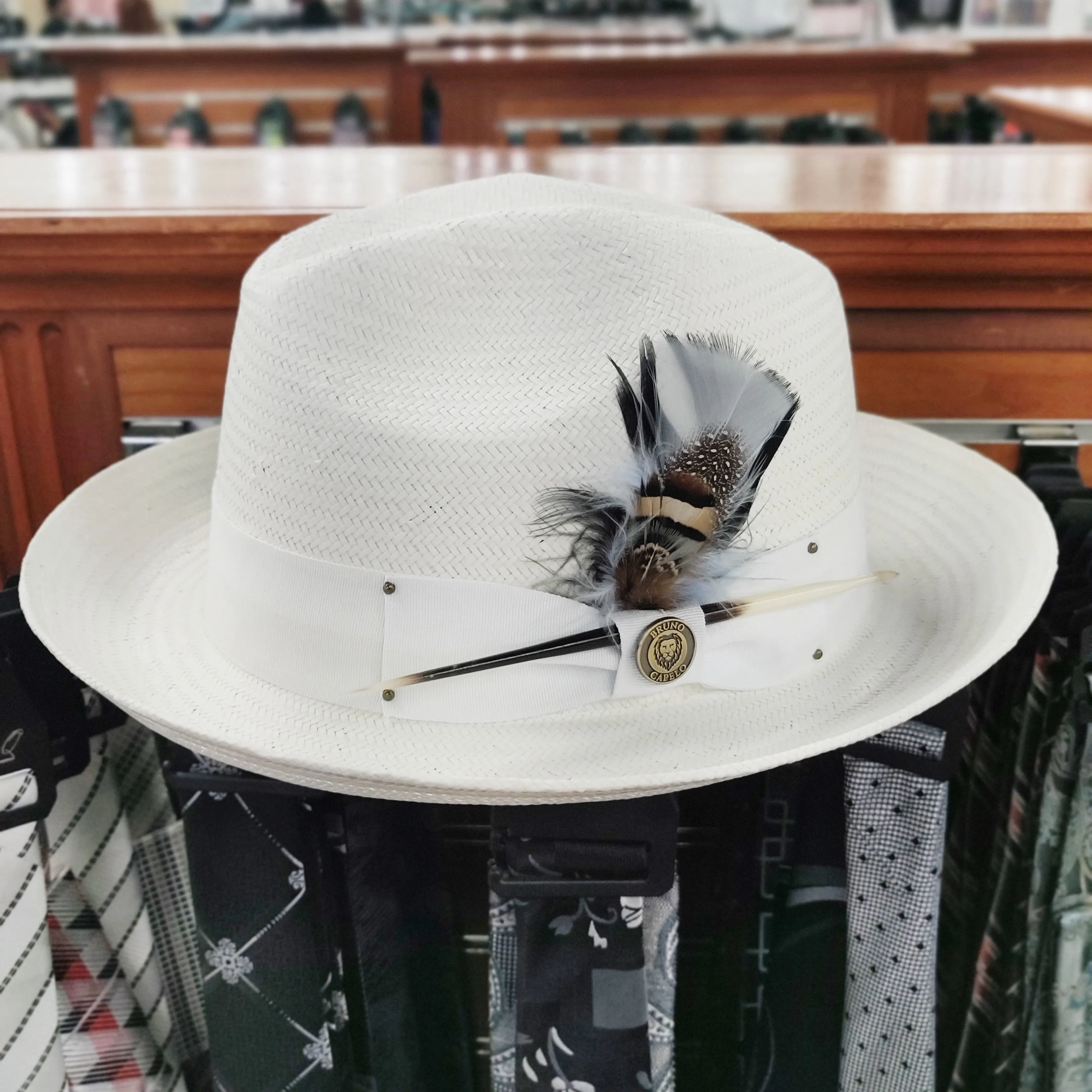 Bruno Capelo Santiago Shantung Pinch Front Straw Fedora