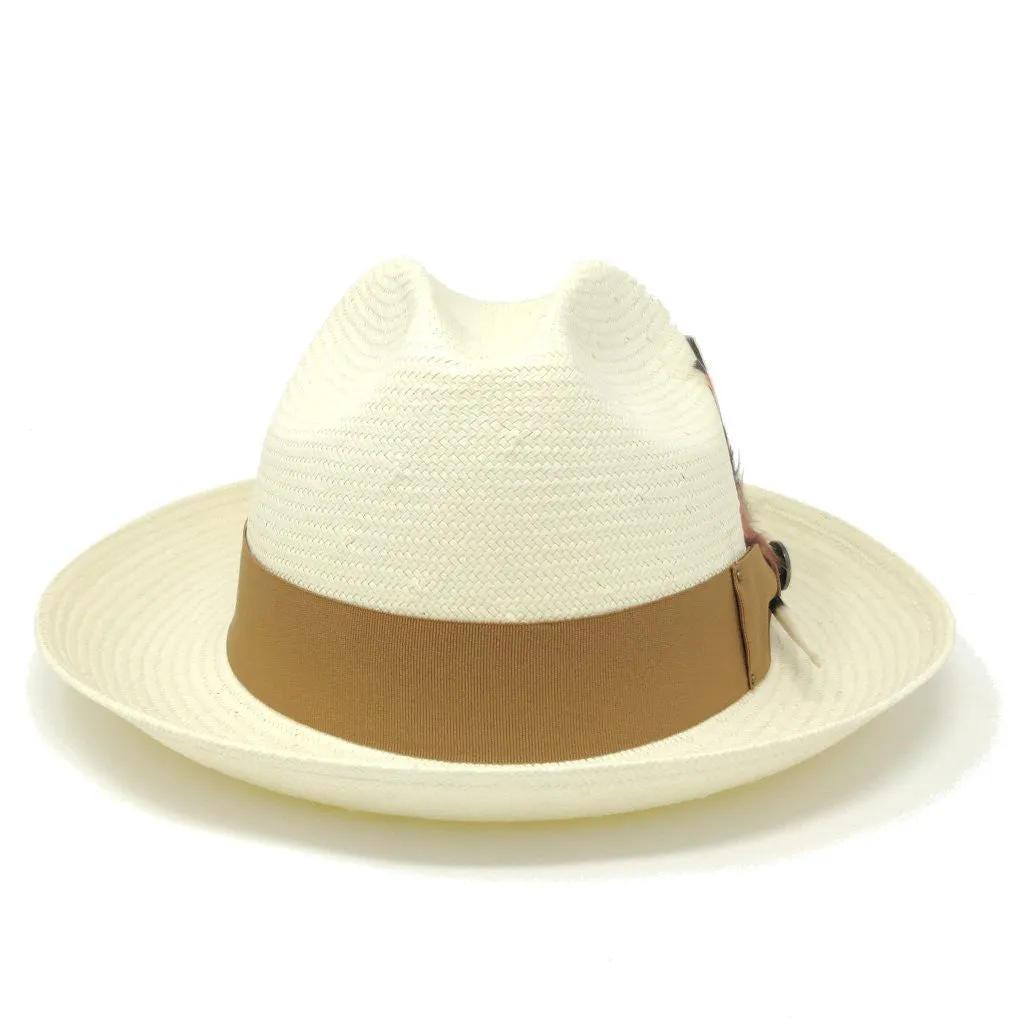 Bruno Capelo Santiago Shantung Pinch Front Straw Fedora