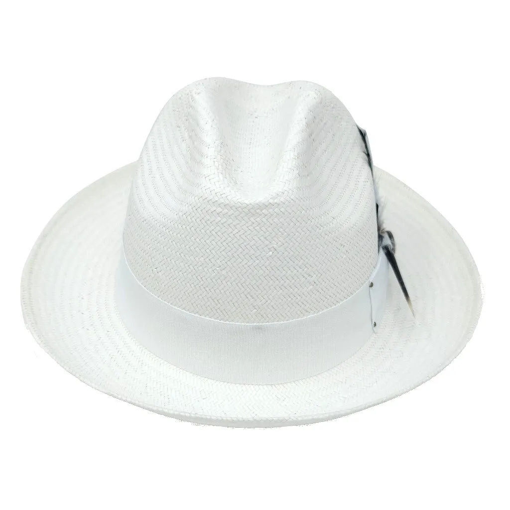 Bruno Capelo Santiago Shantung Pinch Front Straw Fedora