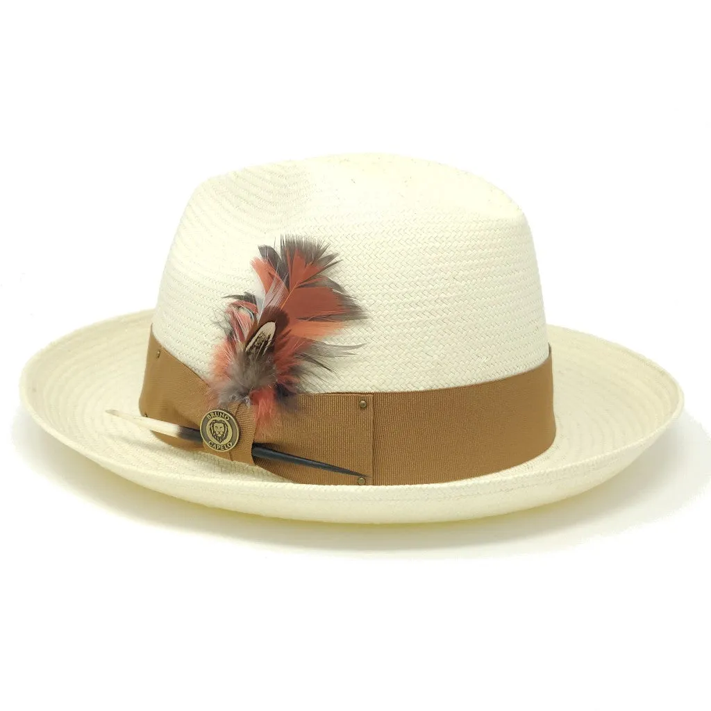 Bruno Capelo Santiago Shantung Pinch Front Straw Fedora