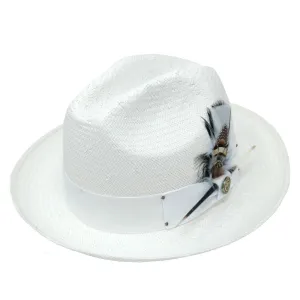 Bruno Capelo Santiago Shantung Pinch Front Straw Fedora