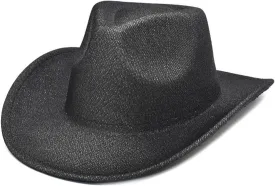 Cowboy Hat,Breathable Cowboy Hat Large Brim Hat Fedora Felt Cowboy Sunproof Hat Accessory Wide Curved Brim