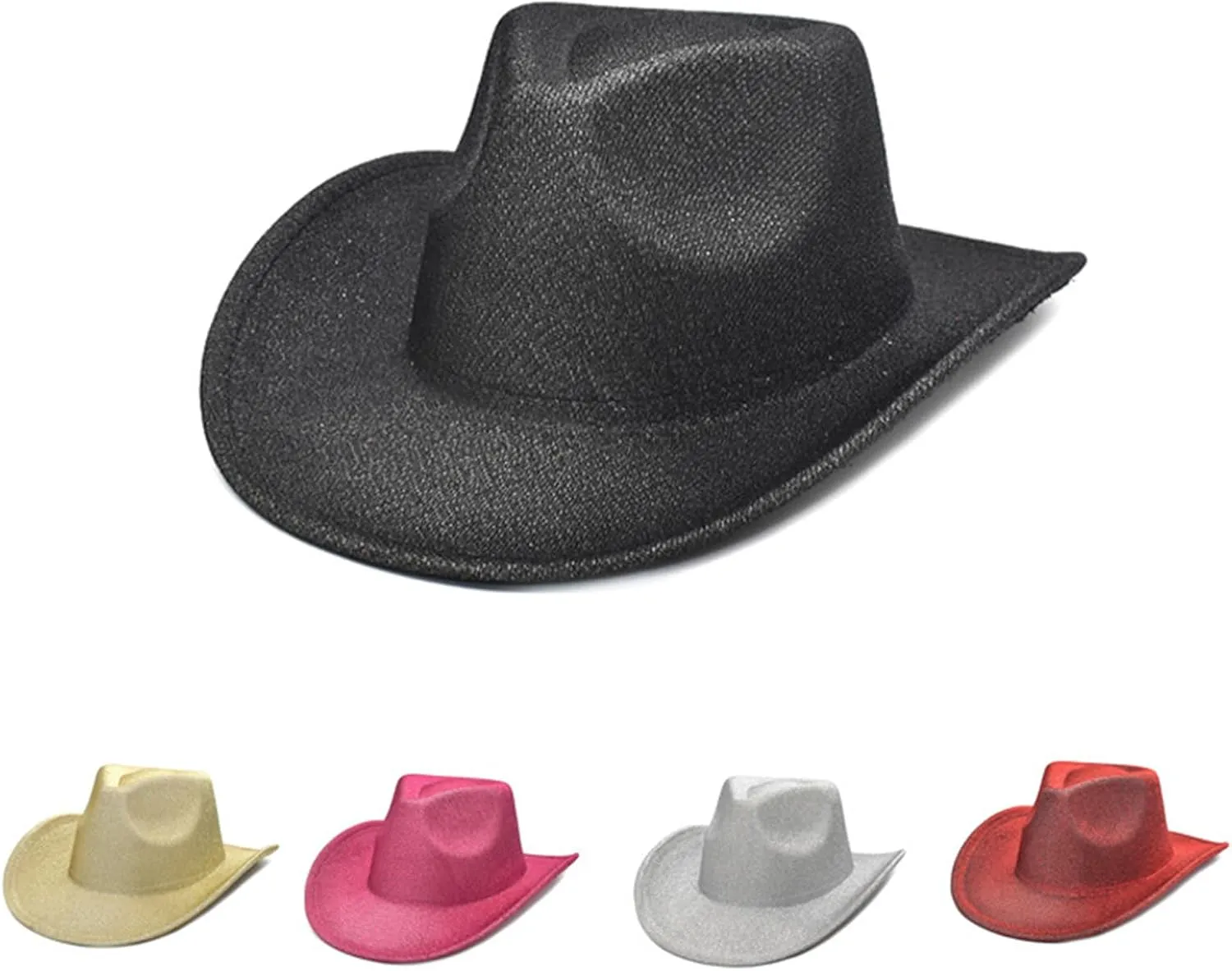 Cowboy Hat,Breathable Cowboy Hat Large Brim Hat Fedora Felt Cowboy Sunproof Hat Accessory Wide Curved Brim