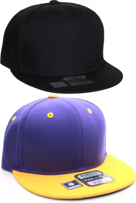 D&I Classic Blank Snapback Flat Bill Visor Hat Cap w Adjustable Adjustable Back