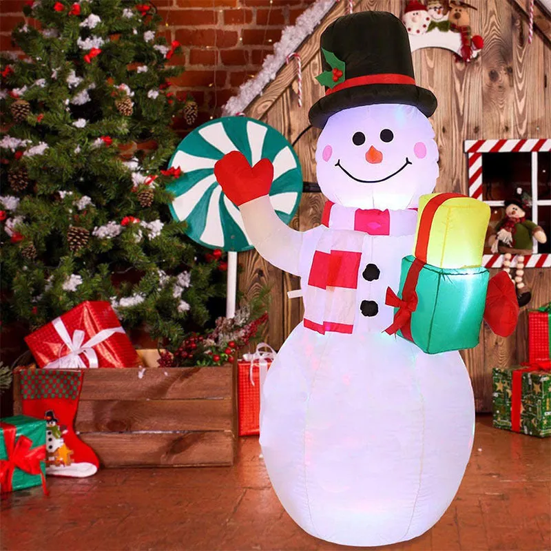 Decorazioni Natalizie per Giardino: Pupazzi Gonfiabili di Babbo Natale e Pupazzo di Neve con Luci LED