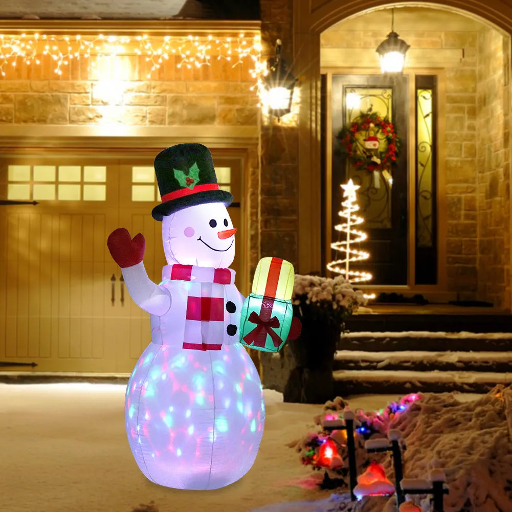 Decorazioni Natalizie per Giardino: Pupazzi Gonfiabili di Babbo Natale e Pupazzo di Neve con Luci LED