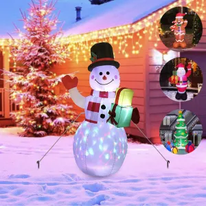 Decorazioni Natalizie per Giardino: Pupazzi Gonfiabili di Babbo Natale e Pupazzo di Neve con Luci LED