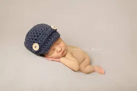 Denim Blue Newborn Newsboy Hat