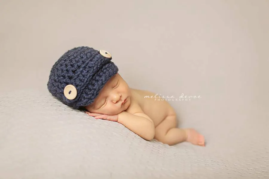 Denim Blue Newborn Newsboy Hat
