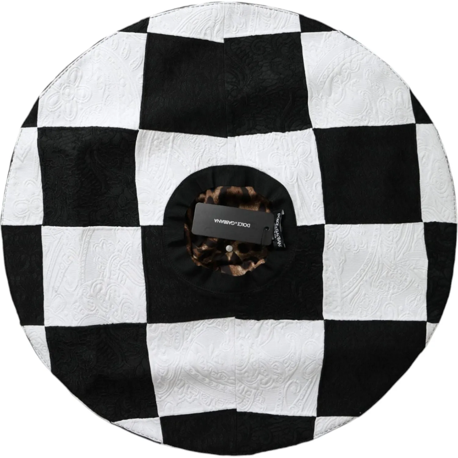Dolce & Gabbana Black White Checkered Wide Brim Floppy Hat