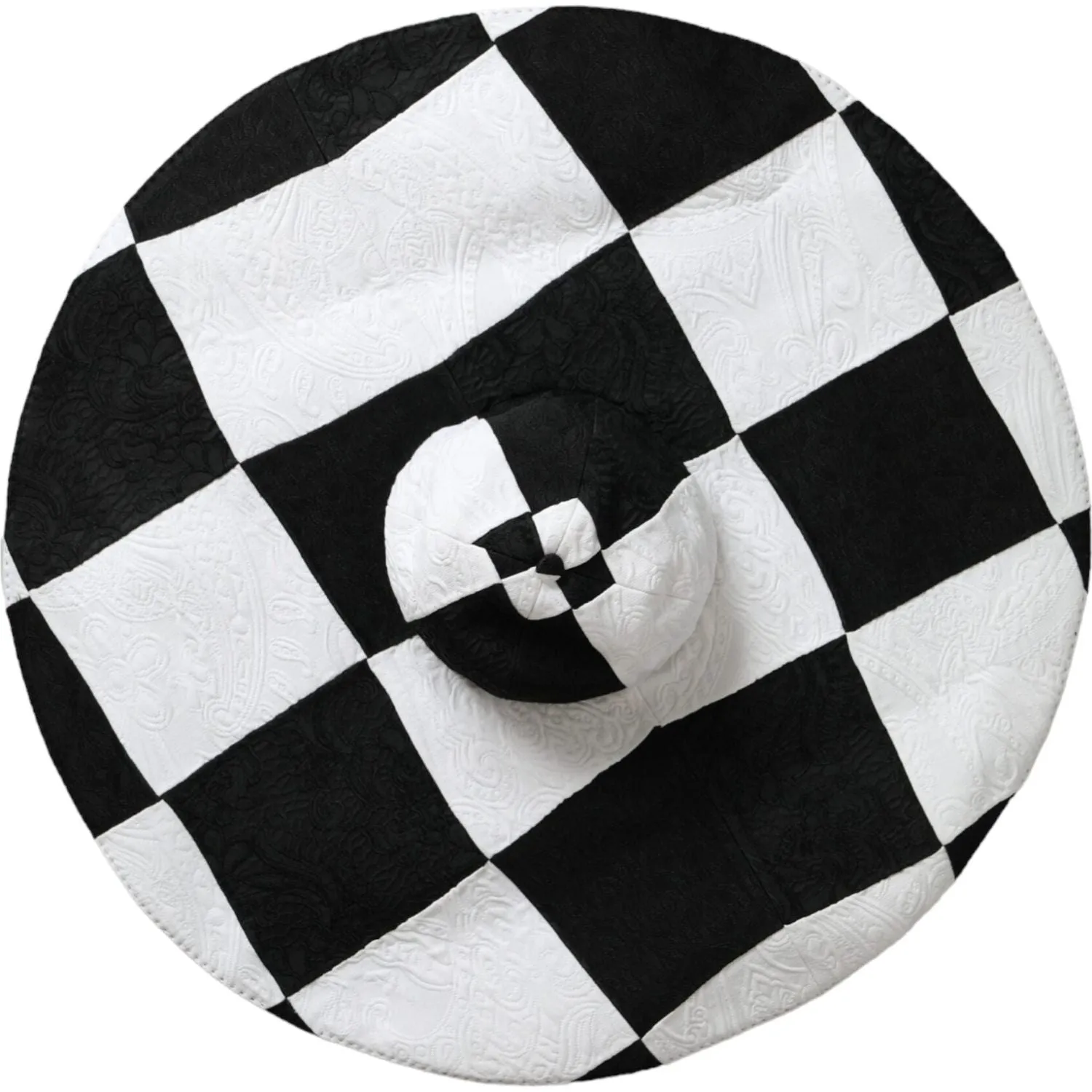 Dolce & Gabbana Black White Checkered Wide Brim Floppy Hat