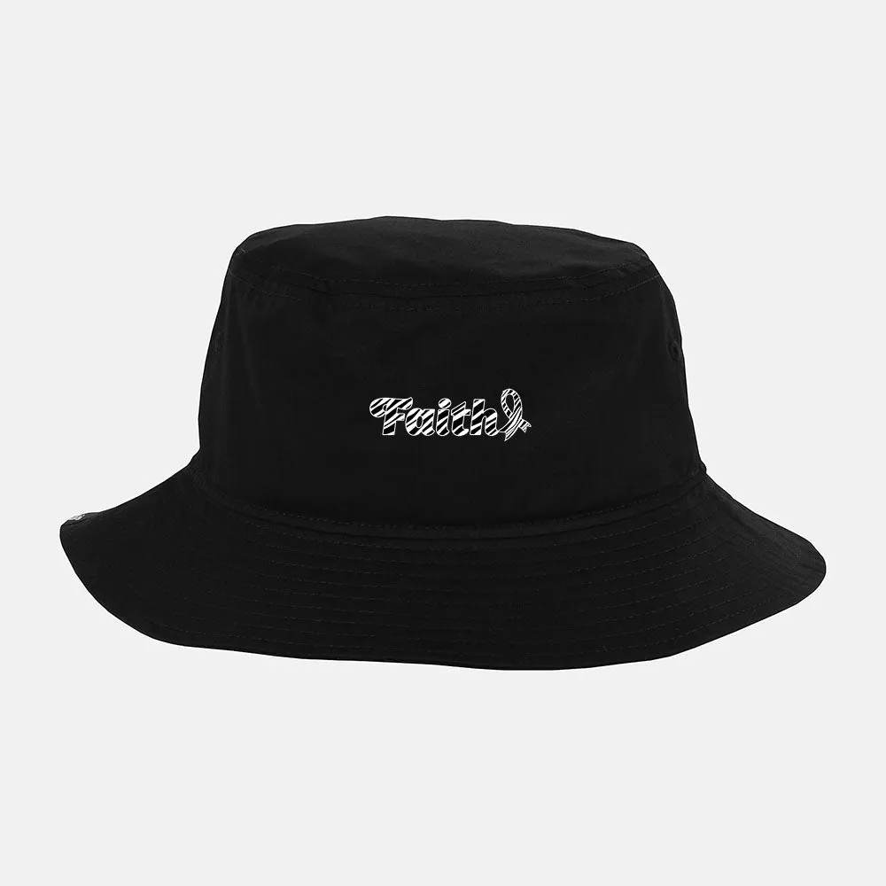Faith Neuroendocrine Cancer Awareness Zebra Ribbon Bucket Hat