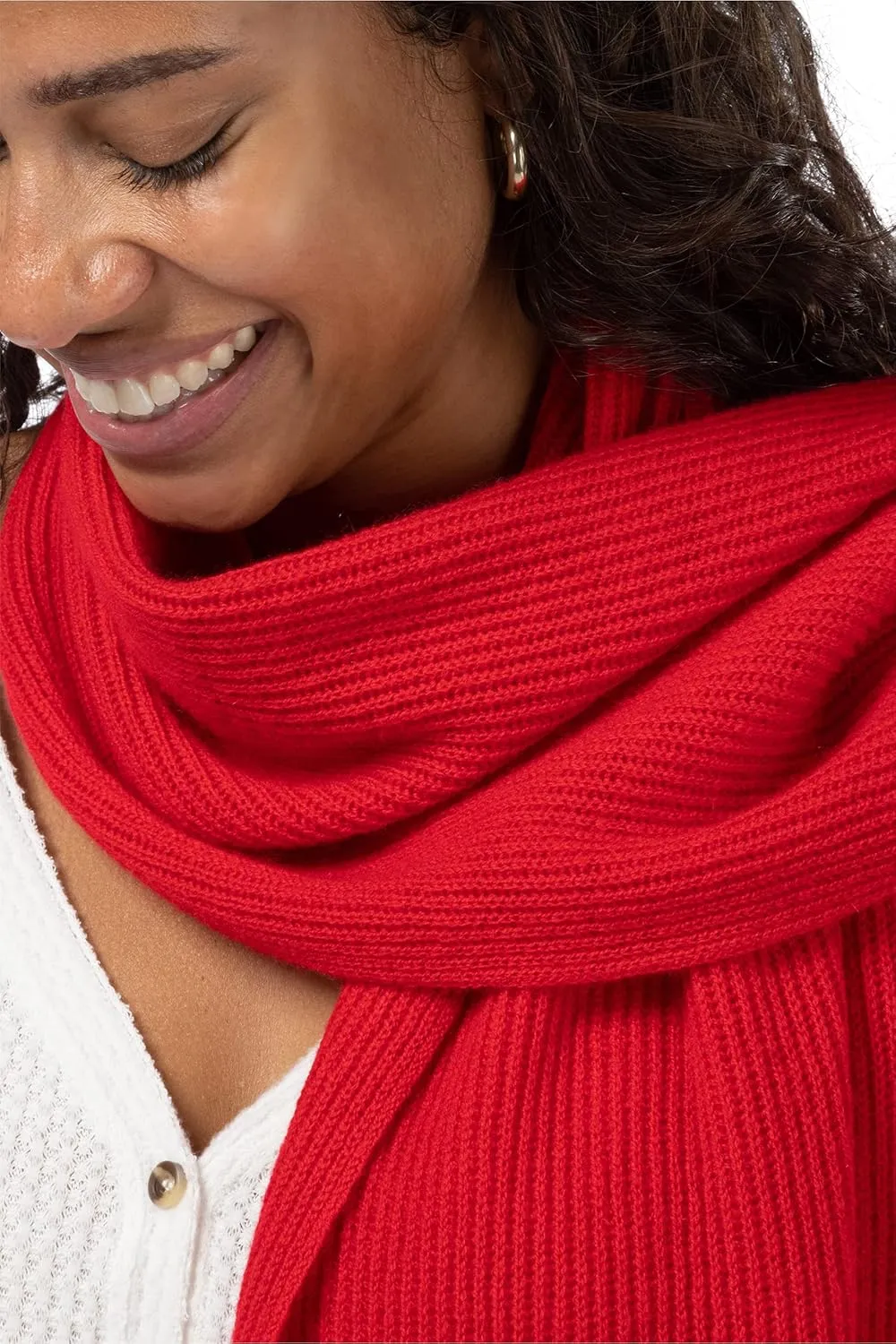Fishers Finery Women's 100% Cashmere Ribbed Knit Winter Scarf | Black Label Box