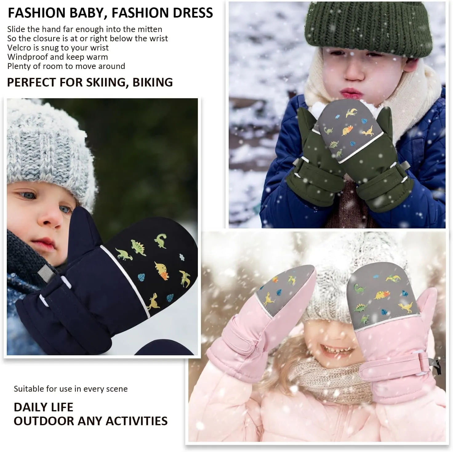 Fleece Lined Mittens for Baby Boys Girls,Infant Baby Toddler Little Kids Winter Gloves Mittens for Children