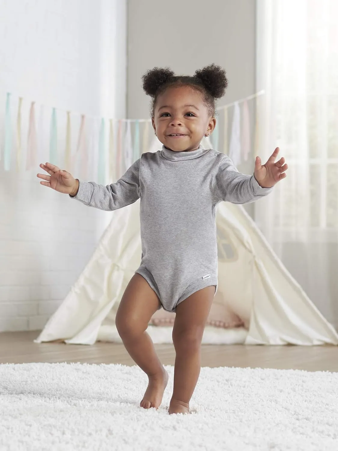 Gerber Baby Boys' 2-Pack Long Sleeve Turtleneck Onesies Bodysuits