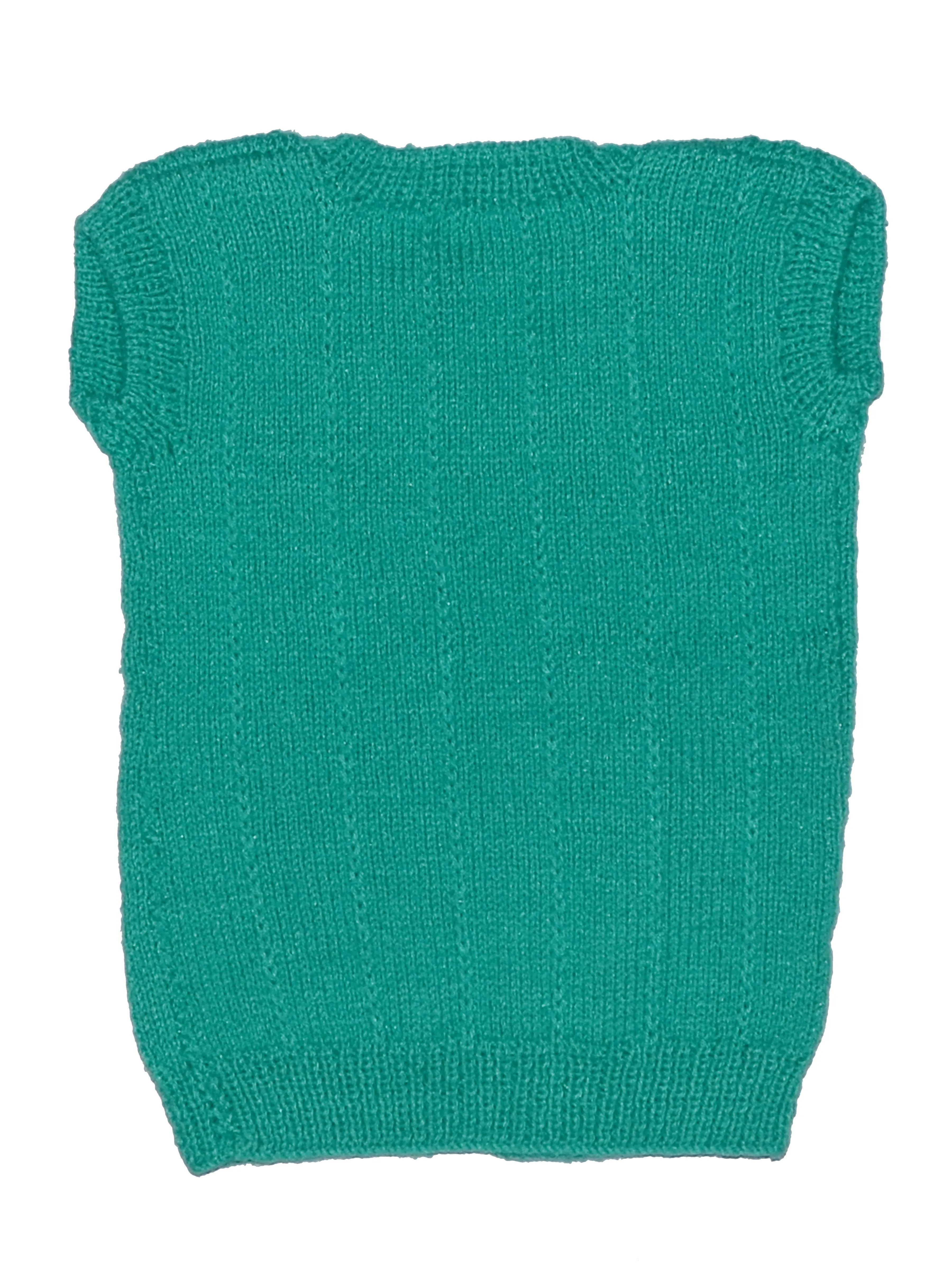 Graminarts Handmade Knitting Solid Colour Cap Sleeve Cardigan For Baby Girl- Jade
