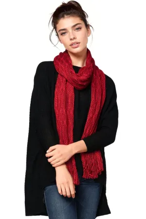 Hand Knit 2-Way Net Infinity Scarf in Red by Spun