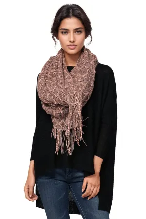 Hand Knit 2-Way Net Infinity Scarf in Tan by Spun