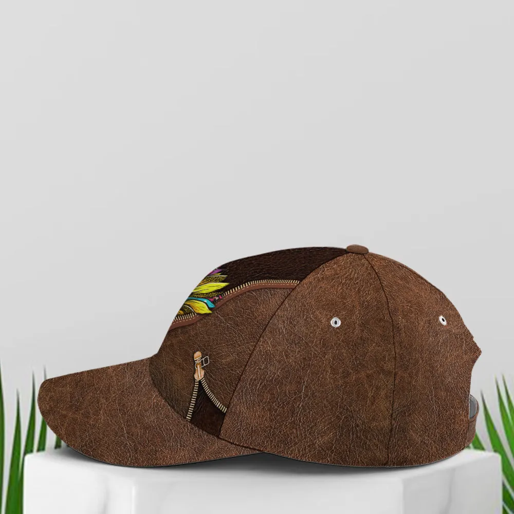 Hippie Sunflower Leather Style Baseball Cap Coolspod