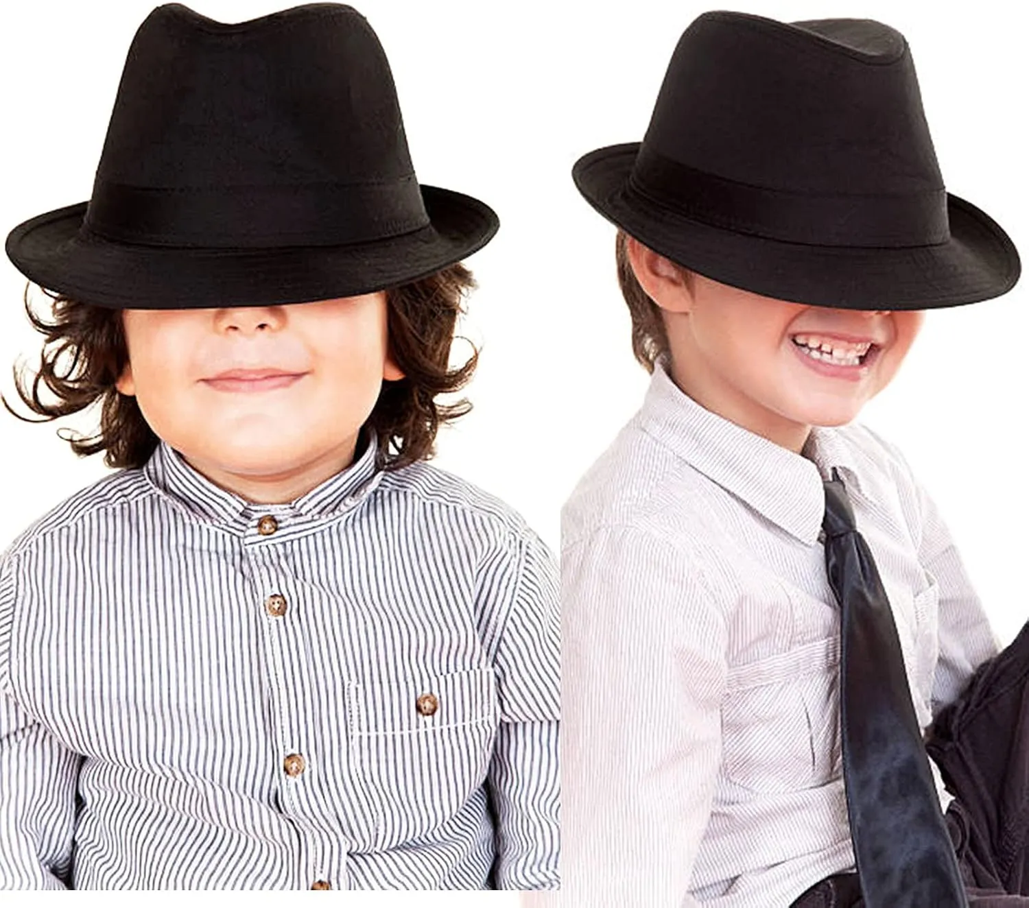Kids-Felt-Fedora-Trilby-Gangster-Hat Toddler-Boys Panama Derby Manhattan Cuban Hat Jazz-Cap(Size 6 5/8 for 2-5T)