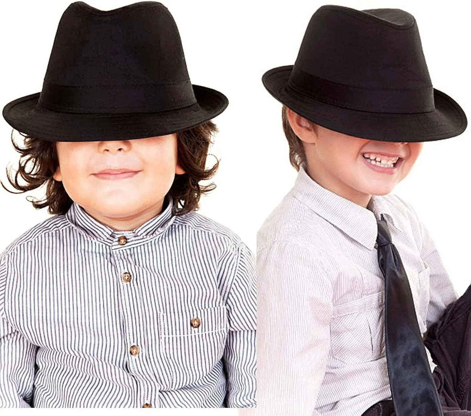 Kids-Felt-Fedora-Trilby-Gangster-Hat Toddler-Boys Panama Derby Manhattan Cuban Hat Jazz-Cap(Size 6 5/8 for 2-5T)