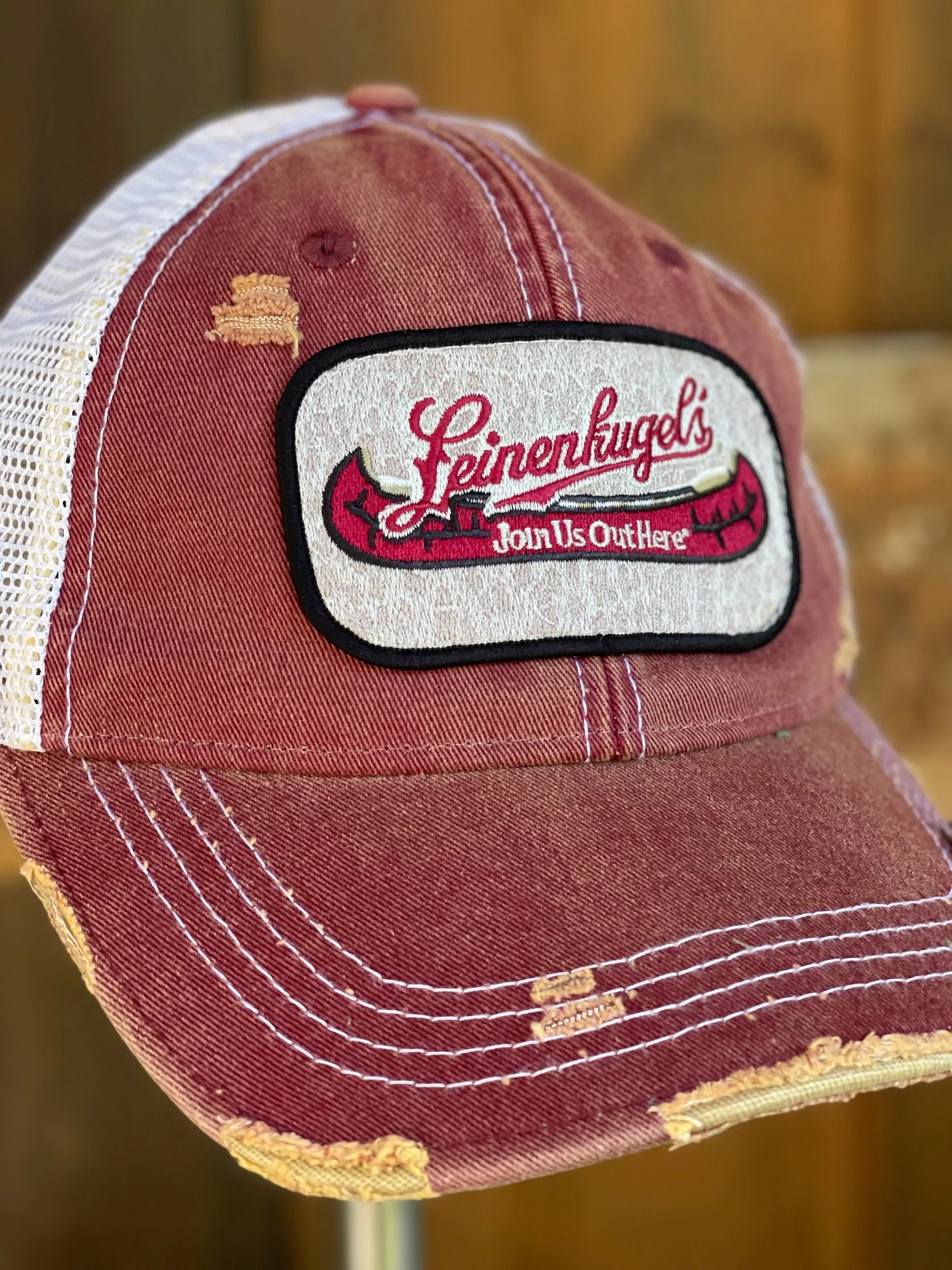 Leinenkugel Retro Logo Hat- Distressed Burgundy