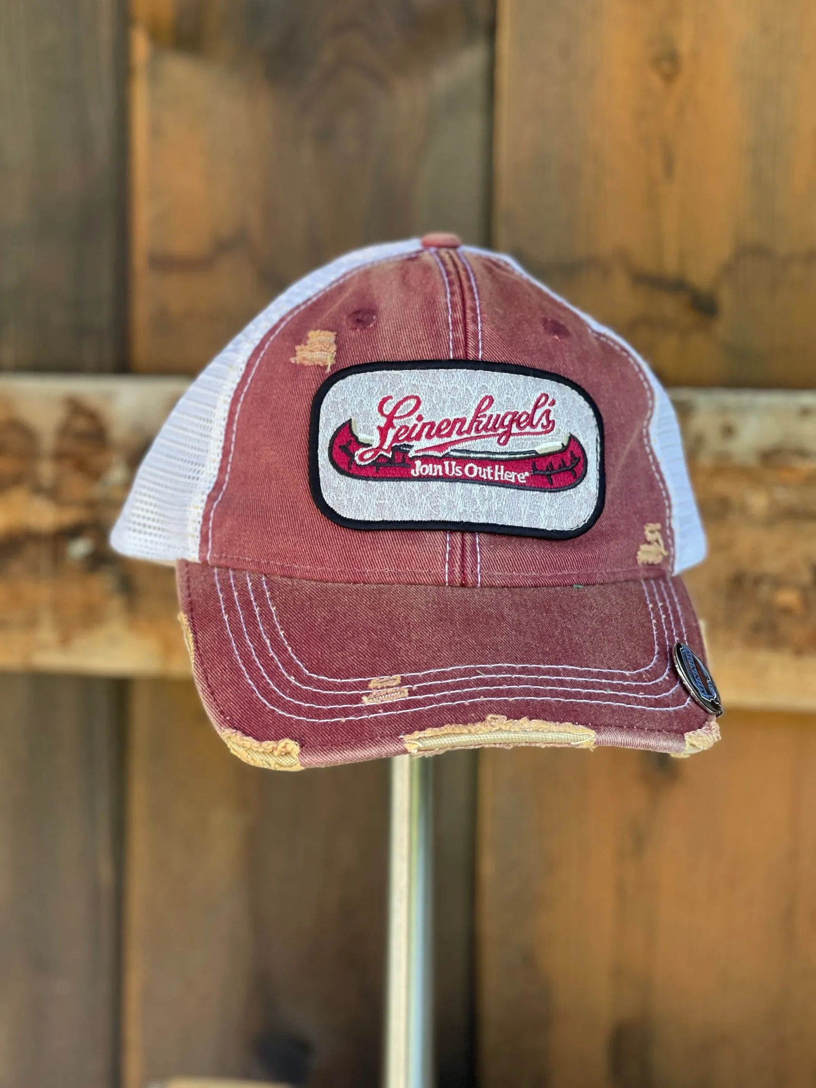 Leinenkugel Retro Logo Hat- Distressed Burgundy