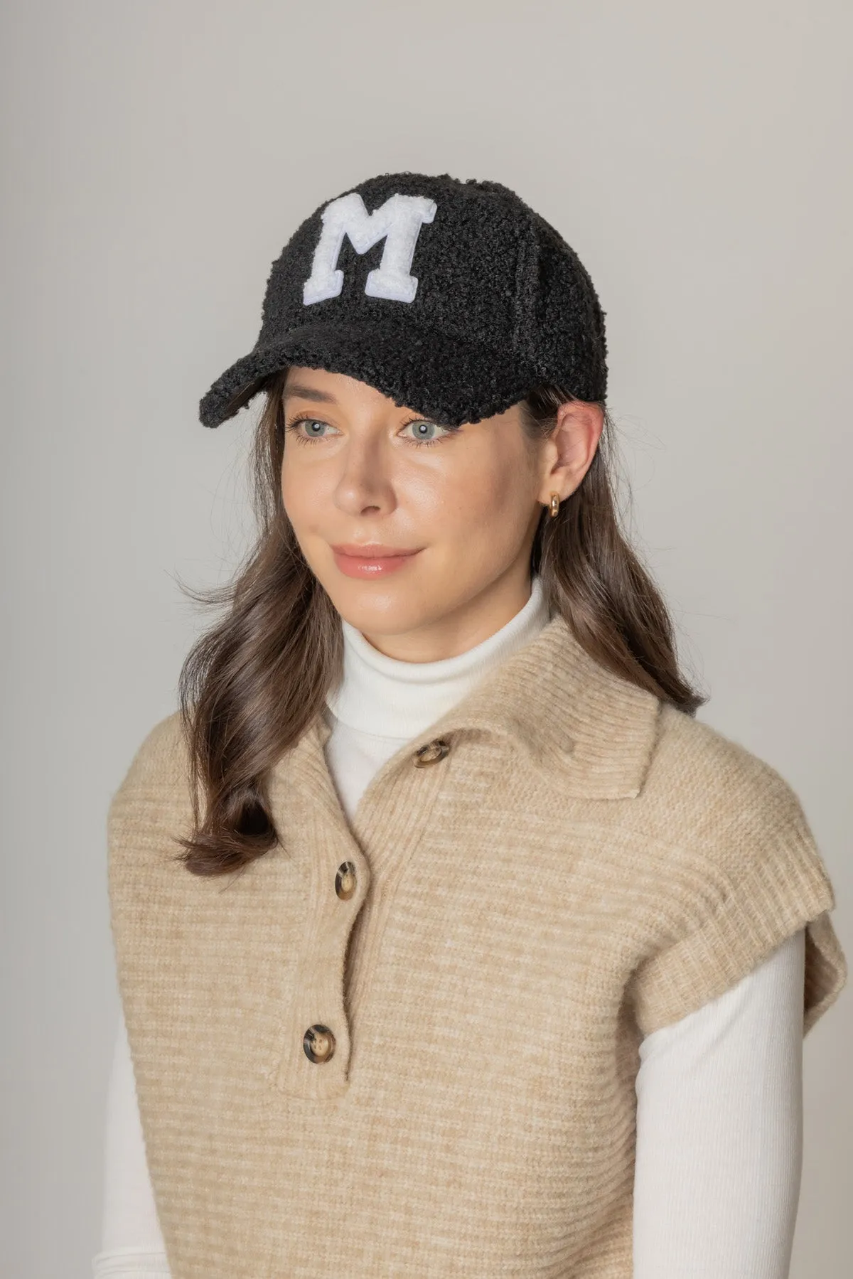 Letter M Sherpa Baseball Cap (Big Letter)