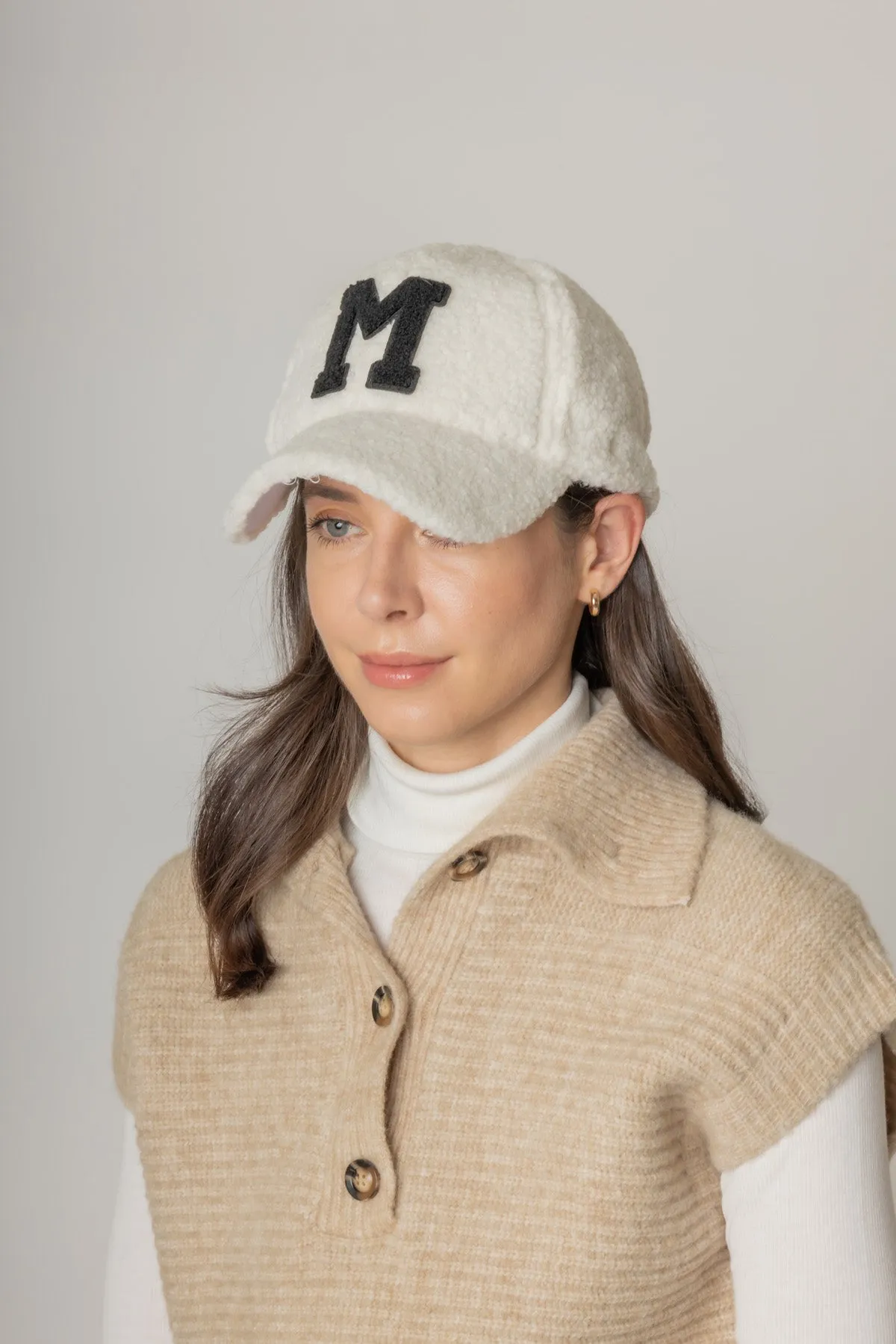 Letter M Sherpa Baseball Cap (Big Letter)